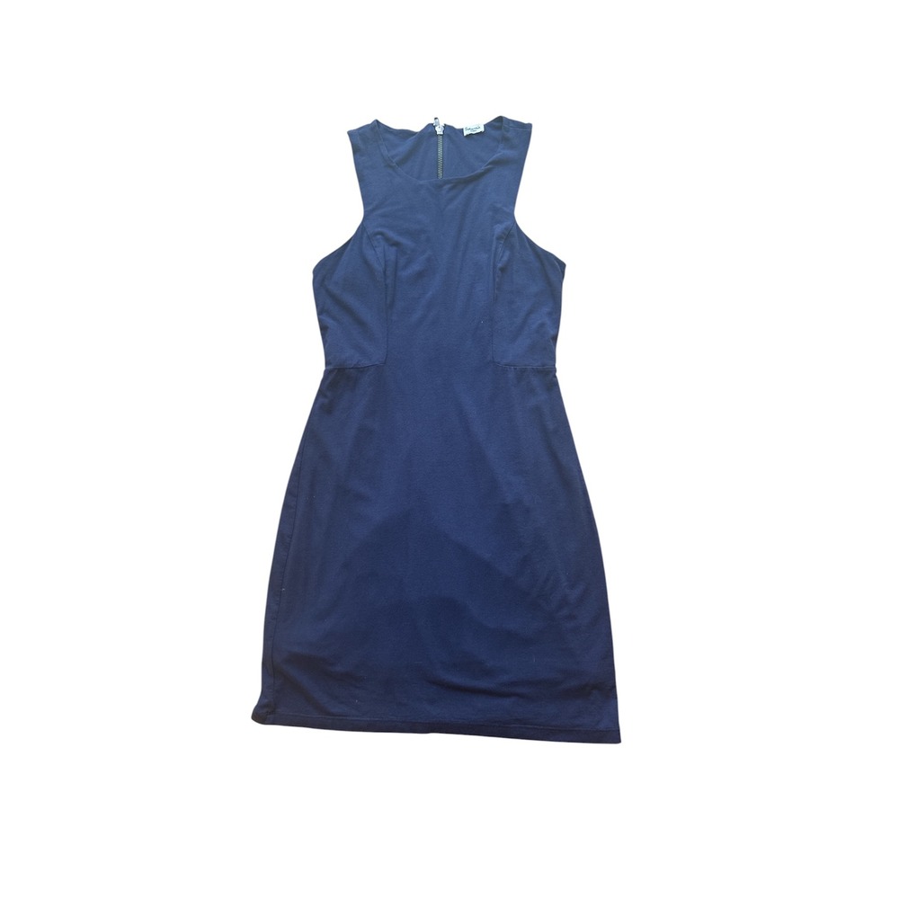 Splendid Womens Navy Blue Sleeveless Knit Sheath Dress Exposed Back Zip Small